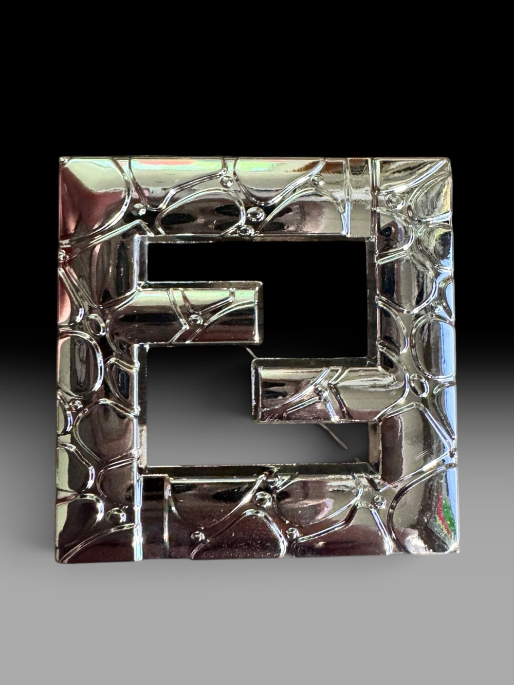 Silver Monogram Logo Brooch Pin